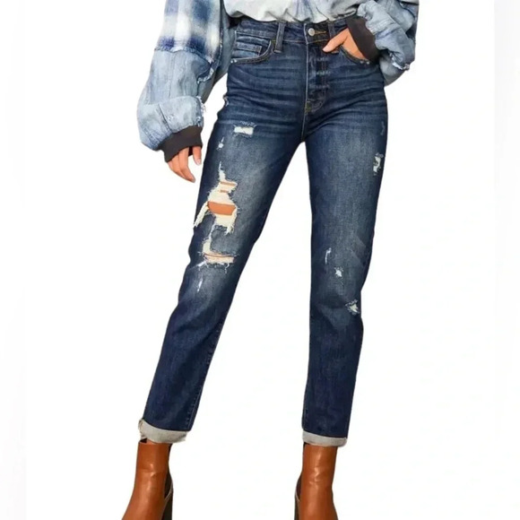 Willow & Root The Mom jean Medium wash Women’s size 25 Style WR150A Distressed - Picture 13 of 13